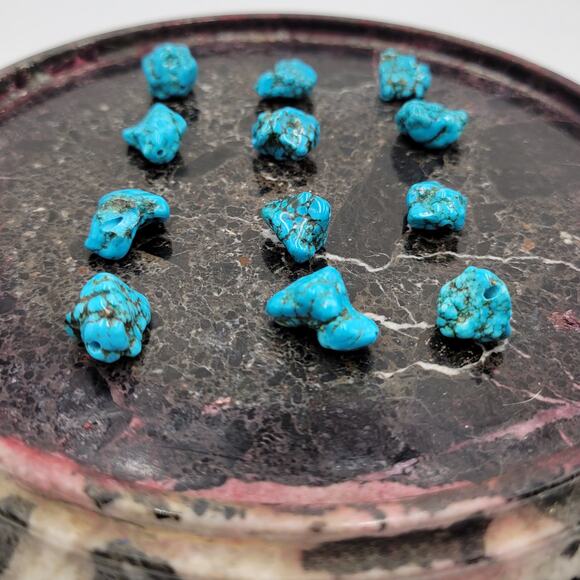 Unbranded Other - Natural Tumbled Turquoise Stone Beads Rough Gemstone 12pcs